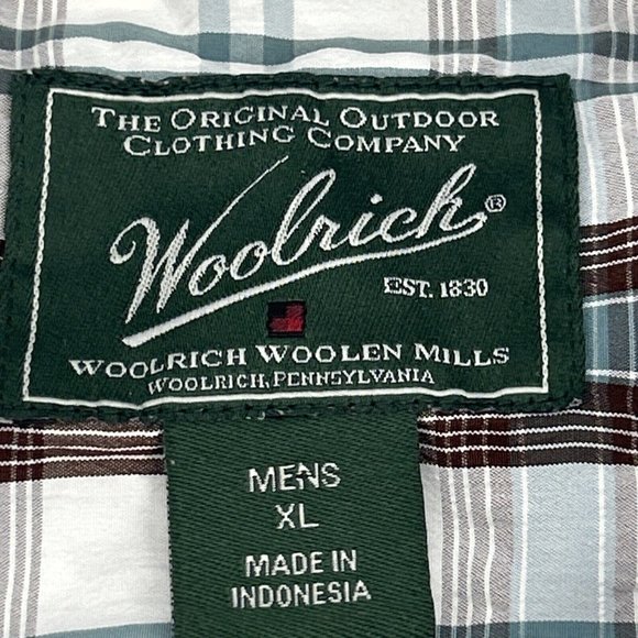 Woolrich Shirt Mens XL‎ Multicolor Plaid Short Sleeve Snap Button Down Seasalt - Picture 2 of 9